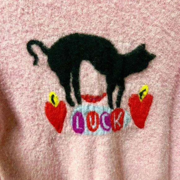 Anthropologie 🐈⬛💗 Nathalie Lete Cashmere Cat Sweater - Picture 4 of 5